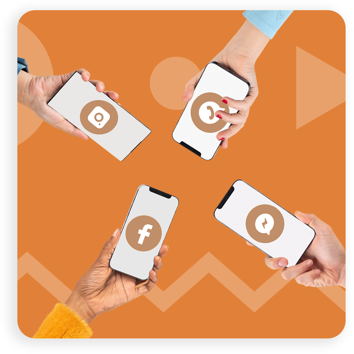 People holding smartphones representing social media marketing and digital engagement